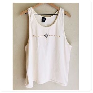 Prana Tank Top Natural Energy Flower Graphic Off White Cream Size Large